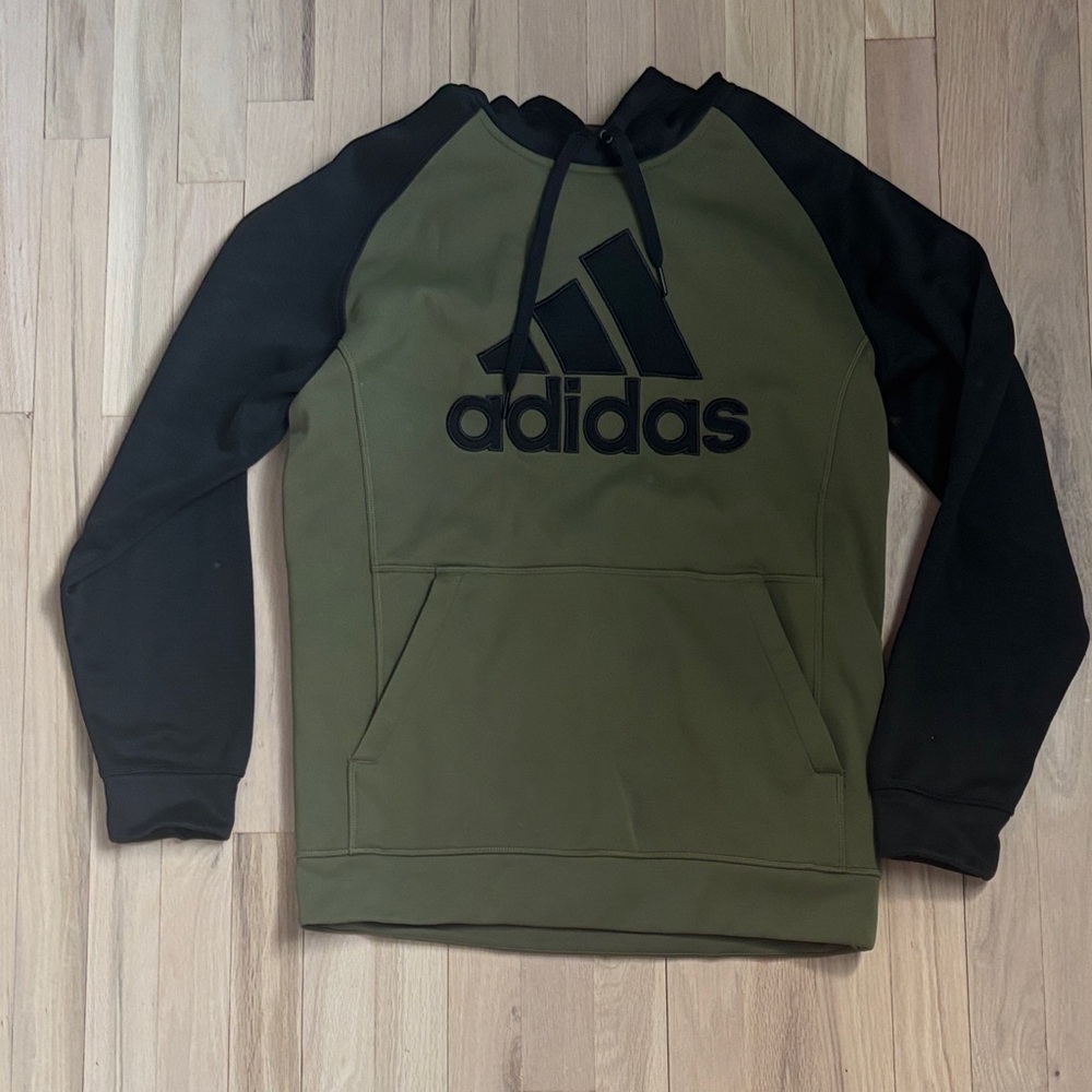 Adidas Green and Black Logo Hoodie